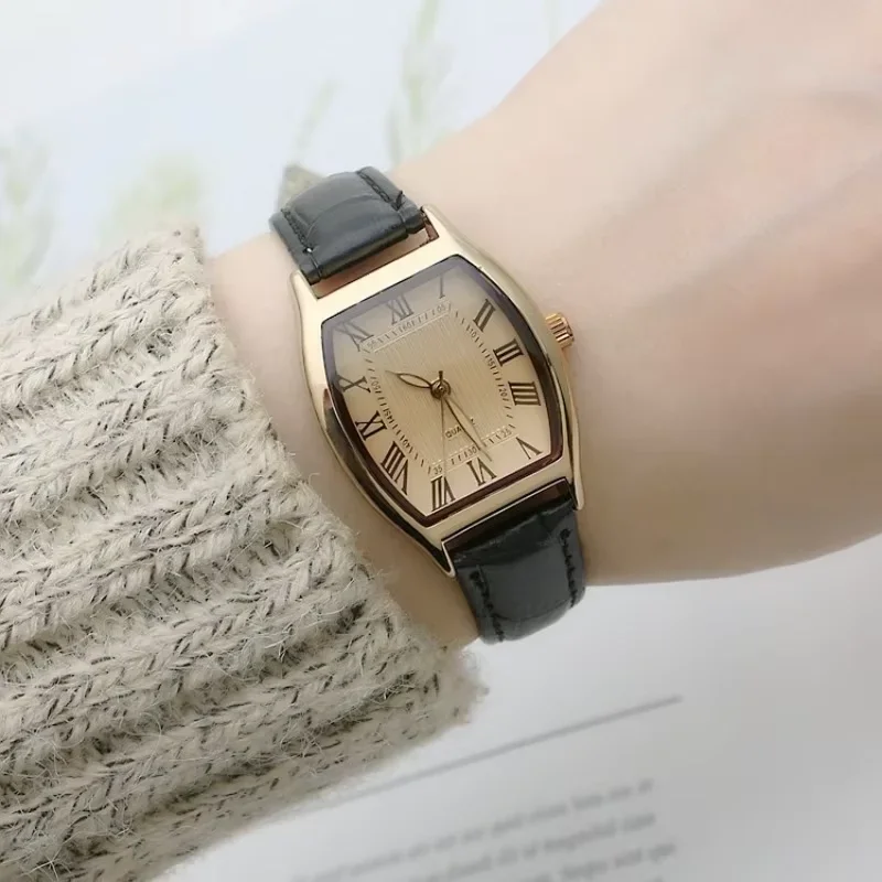 Watch for Women Small Ladies Wristwatches Brown Retro Vintage Leather Bracelet Watch Black Quartz Wristwatches Reloj Mujer 3