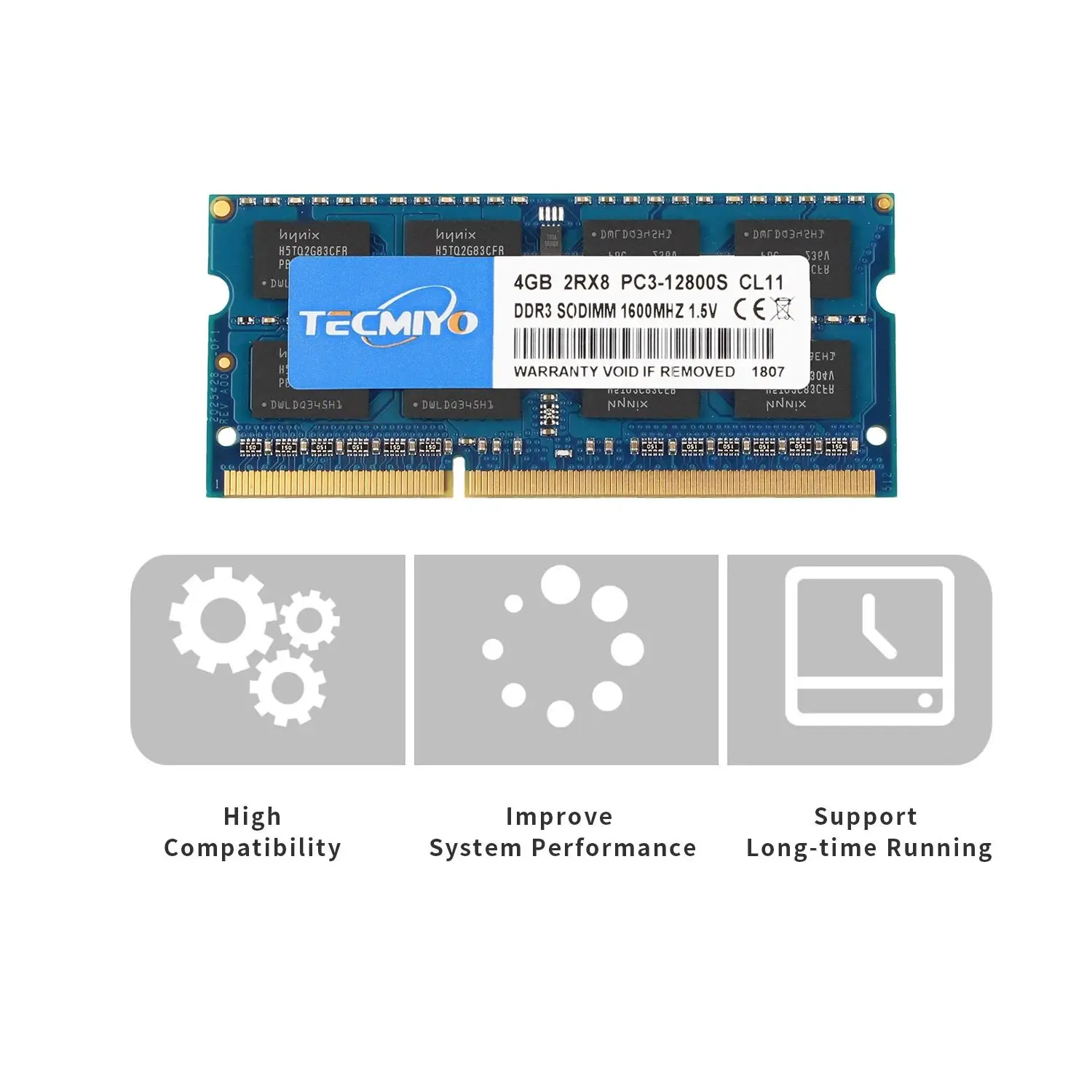 1600MHz, SODIMM, 1.35V, 1.5V, PC3, PC3L-12800S, PC3-10600S, PC3-8500S, Não-ECC -1, azul