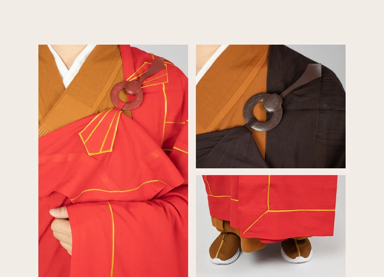 Buddhist Clothing Chinese Traditional Suit Buddhist Monk Robes Zen Buddhism Brown Zuyi Kesa Cassock Robe Shaolin Monk Kung Fu Suit Meditation Martial Arts Uniforms KASAYA