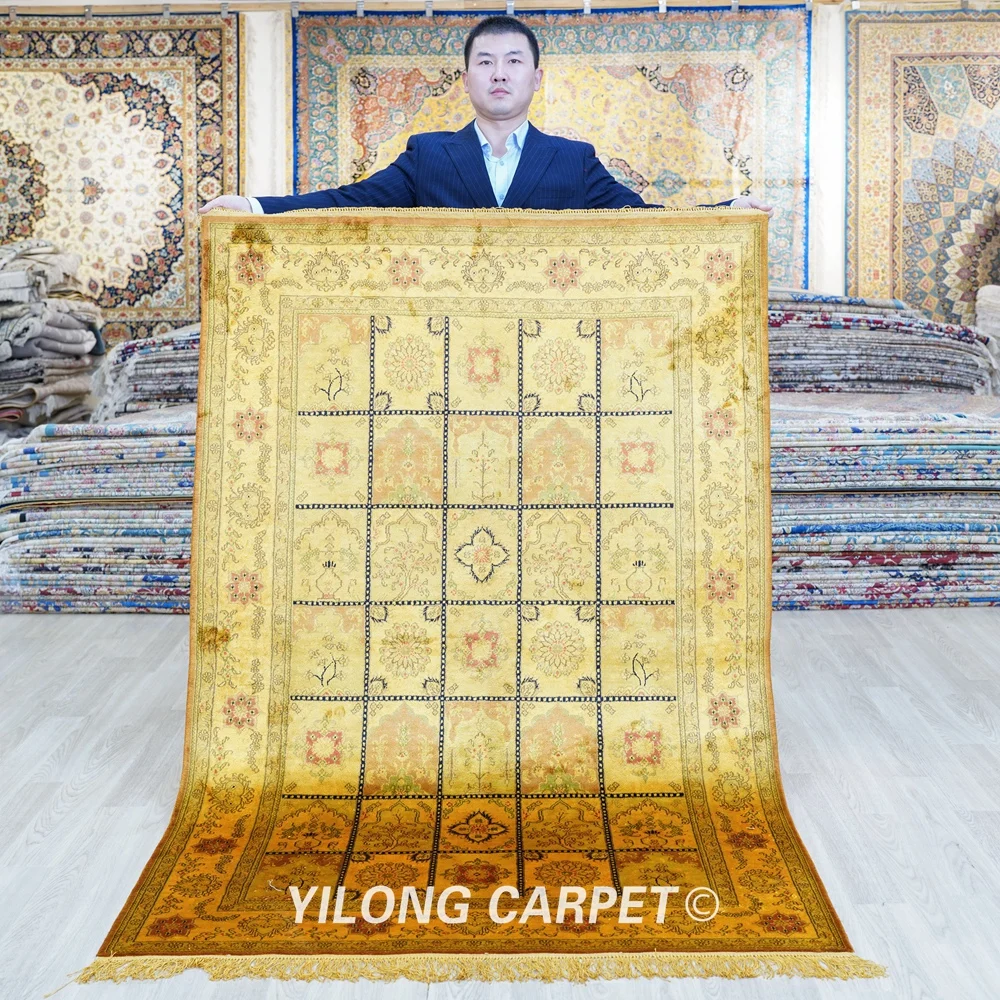 

YILONG 4 'x 6' шелковый ковер ручной работы с китайским художественным декором (yhw291)