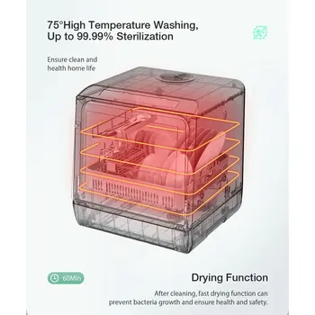 BH-CDW1 Smart Table Dishwasher Mini Compact Table Dish Washer for Home Kitchen Washing Tableware High Temperature Sterilization 4