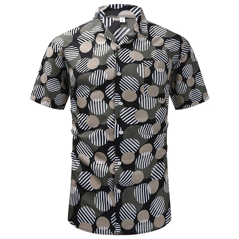 thumbnail image 1 of Camisa hawaiana de playa para hombre, ropa con estampado 3D de hojas de madera, palmeras y2k, blusa informal de verano con solapa y manga corta, 1 of 5