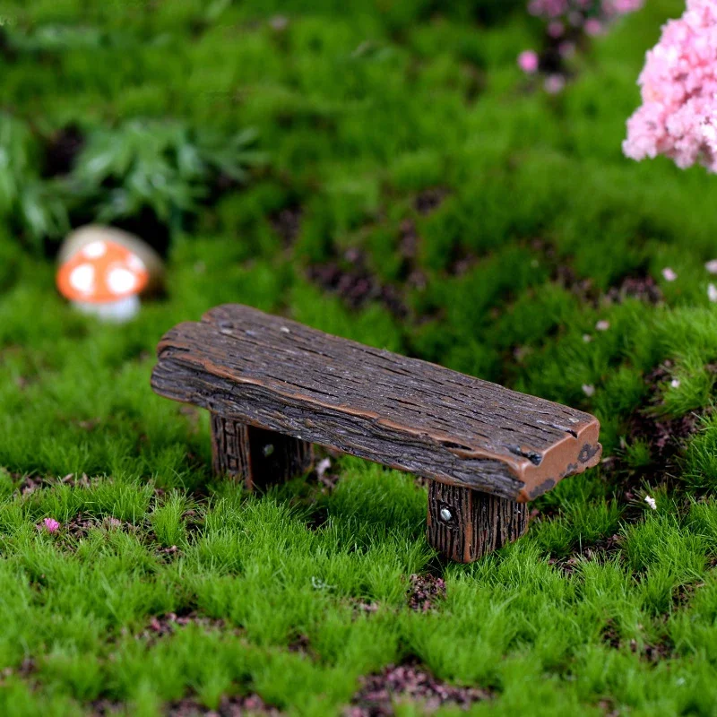 Cute Wooden Chair Stool Fairy Garden Miniatures Decor Couple Bench Action Figurine DIY Micro Gnome Terrarium Gift 3Pcs ornament crafts miniature figurines miniature ornament