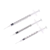 5Pcs 1ml Disposable Veterinary Syringe Plastic Sterile Syringe Orange Cap With Needles For Pet Farm Animal Cattle Sheep Horses 2