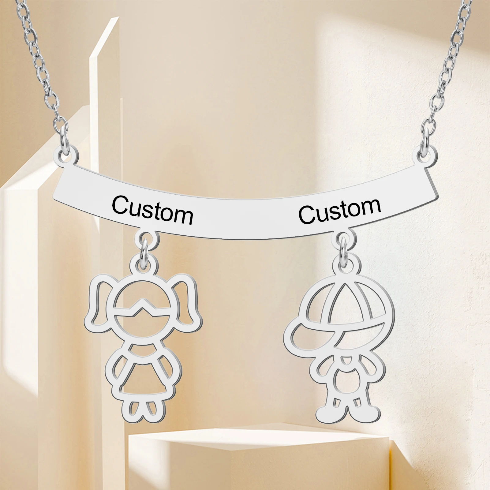 COOLTIME Süße Mädchen Junge individuelle Namenskette Edelstahl Mode personalisierte Paar Anhänger Halskette Schmuck Geschenk – Detail 21