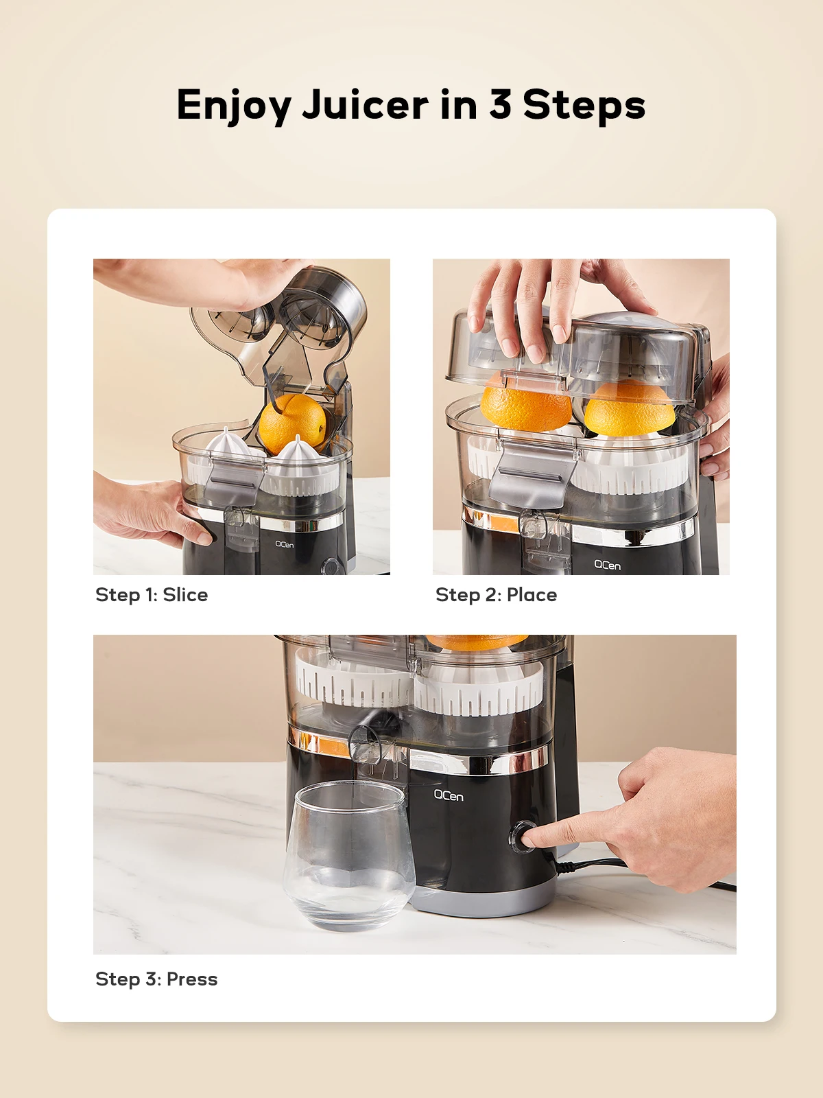 Electric Citrus Juicer, Automatic Dual Orange and Lemon Squeezer with Built-In Citrus Slicer, Easy to Clean, 2 in 1 Electric Fru 6