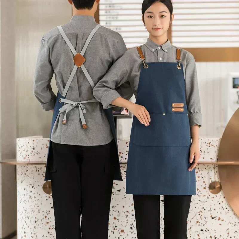 Delantal Negro Corto De Cintura Con 2 Bolsillos - Para Barista, Chef, Camarero, Unisex, Talla única Barbacoa De Gas