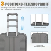 Ensemble de bagages légers en PP 3 pièces (valises rigides à roulettes 20"/24"/28"), avec serrure à combinaison intégrée, poignées latérales, crochets de suspension et pieds de protection 4