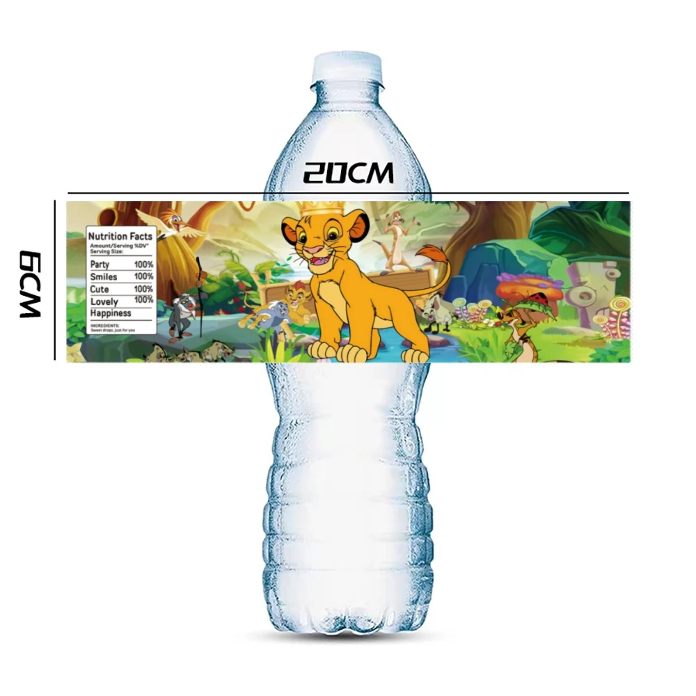 Disney Lion King Simba Theme Party Decorations Bottle Sticker Labels Kids Boys Birthday Party Decor Supplies Lion King Stickers