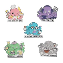 Cartoon Cute Octopus Shape Women's Pop-enamel Brooches Simplicity Pin Lapel Badges Brooches For Boy Girl Funny Jewelry значки