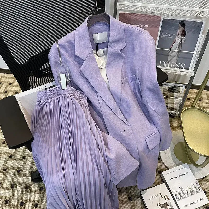 Elegant Women's Sets Spring Autumn New Long Sleeve Blazer Coats Suits Fashion Casual Skirt Set Office Business Women's Clothing