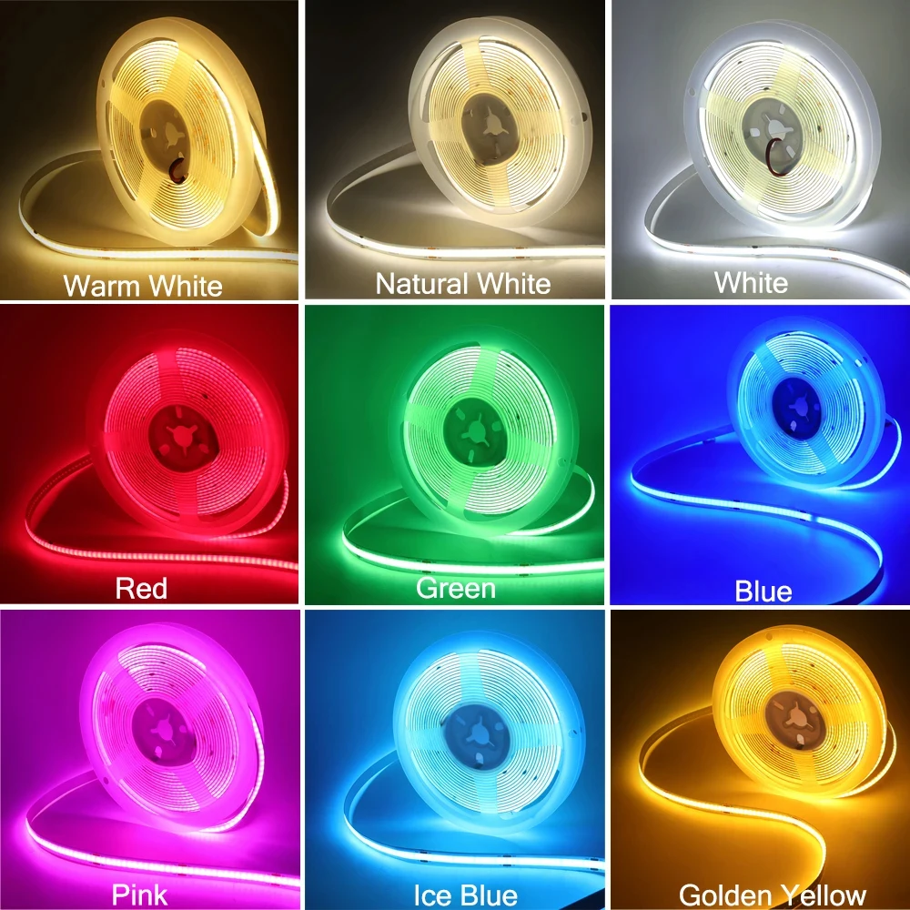 8MM COB Led Strip 5V with Motion Sensor Induction Night Light AAA Battery Powered Tape Warm Natural White Red Blue Green Yellow 2
