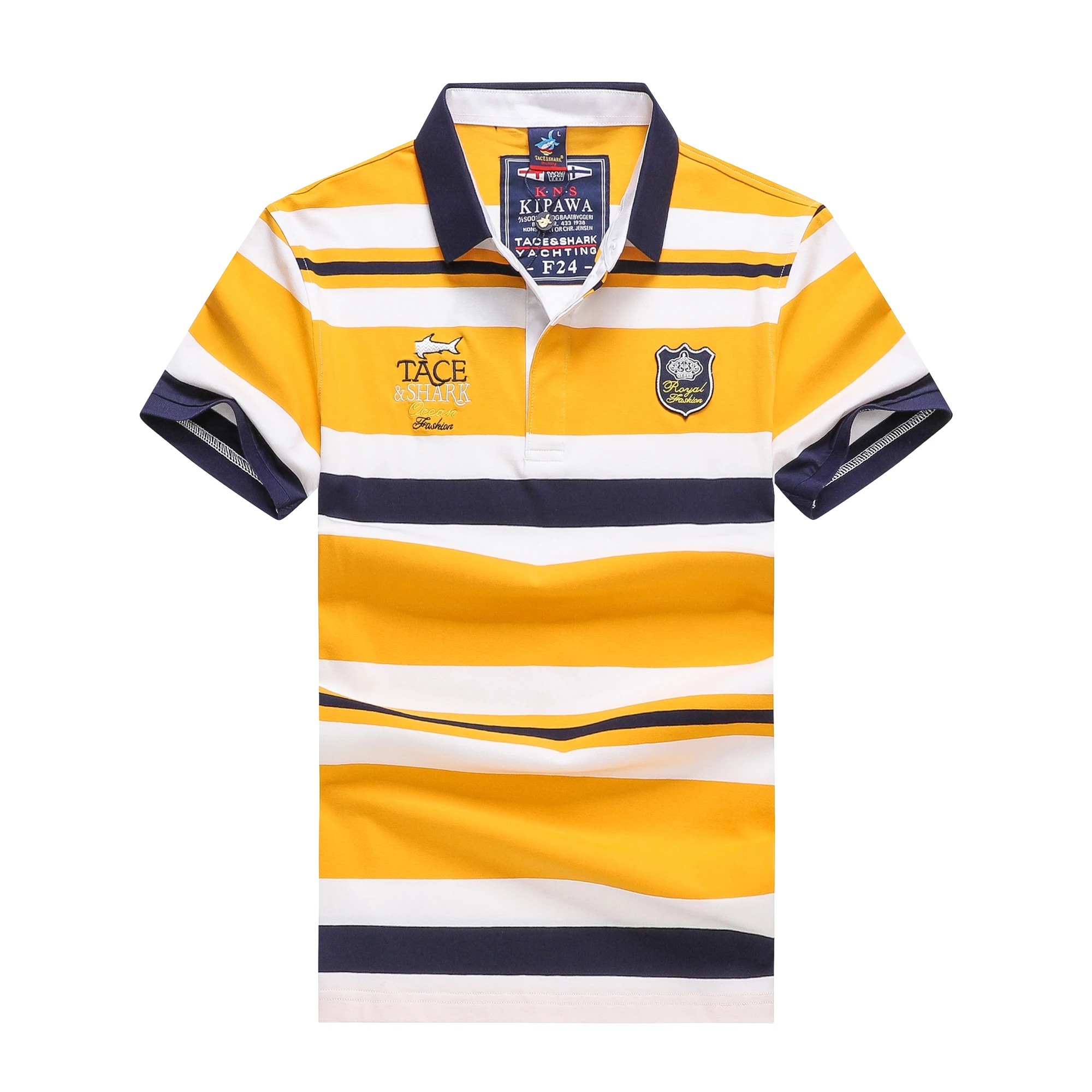 TACE&SHARK 2024 Summer Fashion Yellow Stripes Polo Shirt Brand Shark Camisa Masculina Mens Polos Shirts Clothing 3XL 11 Sea907c420065462f825b4e9cf122d6022
