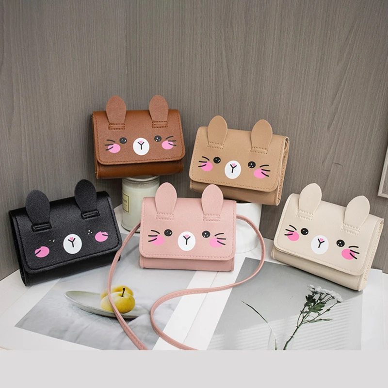 Coin Purse Coin Wallet Shoulder Bags Kids Cute Rabbit Baby Girls Small Crossbody Bags Cartoon Mini Coin Purse Handbags Children's Accessories Small Shoulder Bag