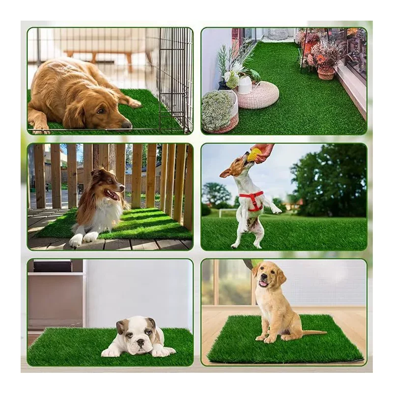 Tappetino igienico per cani in erba sintetica, riutilizzabile, lavabile, resistente agli odori, con drenaggio, per l'addestramento alla toilette in casa. - immagine 4