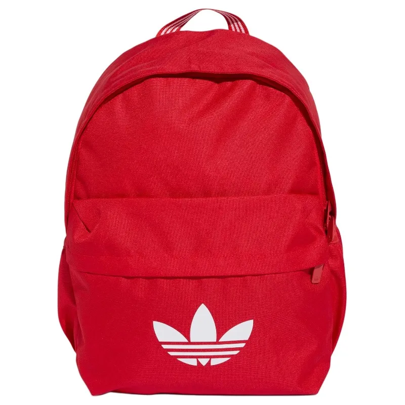 adidas Originals Trefoil 18.7L ADICOLOR 로고 프린트 다용도 스포츠 백팩 재활용 폴리에스테르 남녀공용 커플 스타일 레드 JX0215