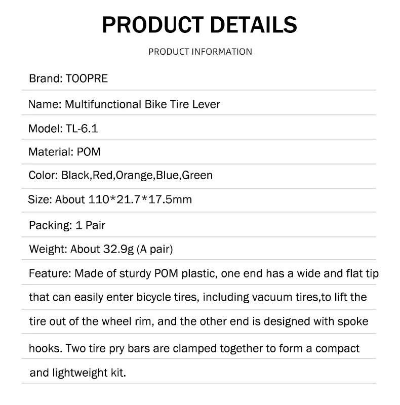 1 paar Multifunktionale Fahrrad Reifen Hebel Hohe Festigkeit POM Straße Fahrrad Reifen Reparatur Werkzeug Ultraleicht MTB Reifen Hebel Deflation Gerät – Detail 2