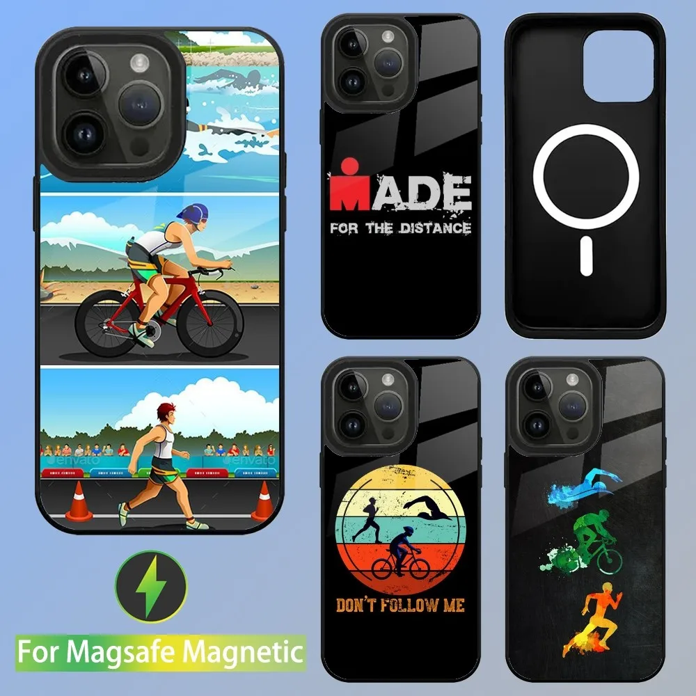 Triathlon Swim Bike Run Tri Life Phone Case with Magnetic Wireless Charging