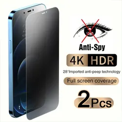 Advanced Privacy Tempered Glass Screen Protector - 2 - Pack Full Coverage for Anti Peeping (For iPhone 17 ProMax)