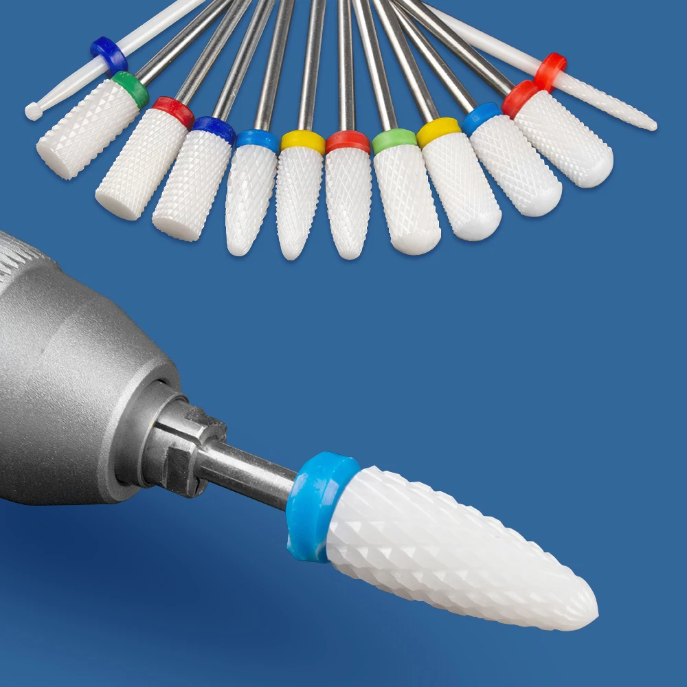 2pcsCeramicNailDrillBitsMillingCutterforManicureMachine