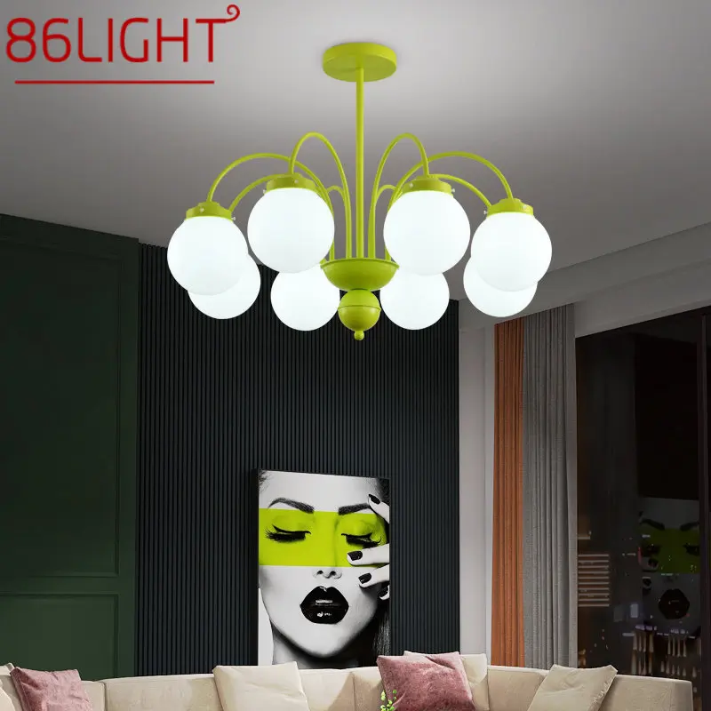 

86LIGHT Modern Chandelier Light LED Green Glass Pendant Lamp Fixtures Creative Design for Home Living Room Bedroom