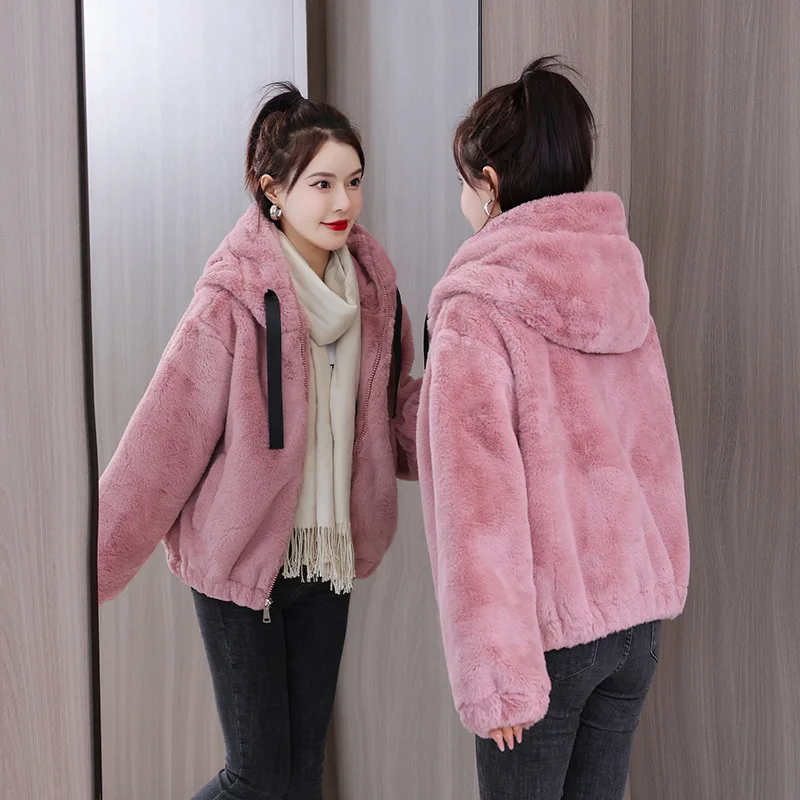 

New cotton clothing for women's loose and thick warm lamb fleece jacket mid-length cotton coat for winter