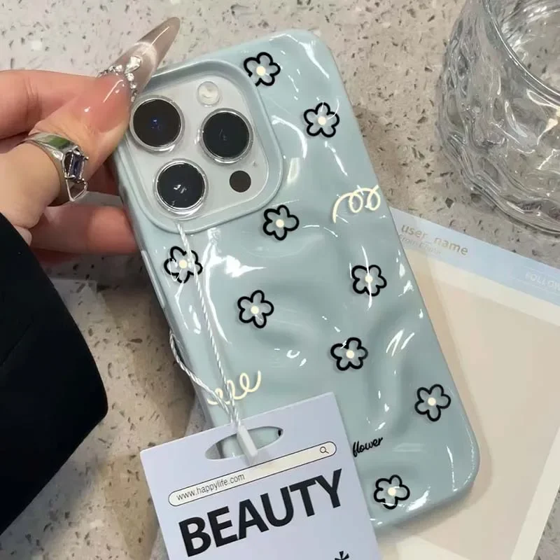 Charming Yellow Floral Cartoon Soft Phone Case with Textured Pink and White Details
