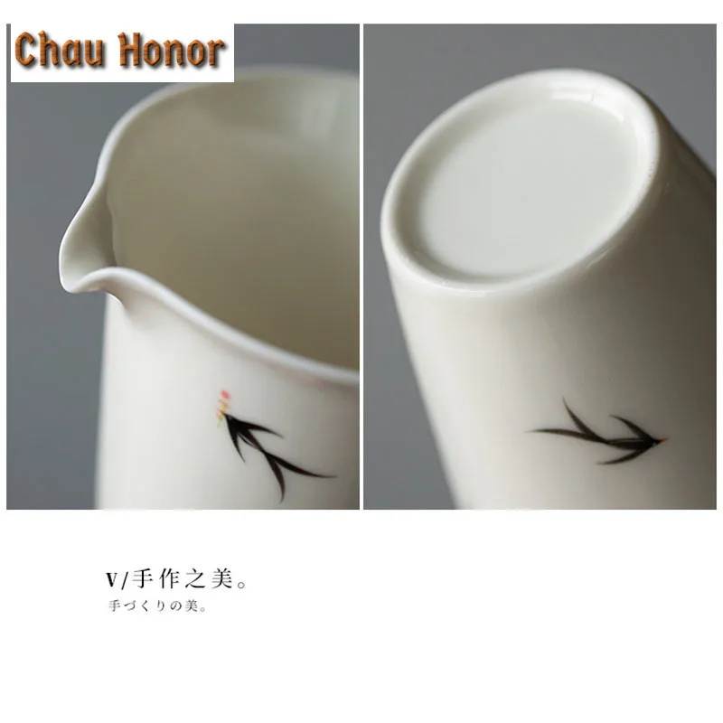 190ml Pure Hand-painted Swallow Elf Art Fair Cup Household Ceramic Tea Dispenser Chahai Japanese Tea Pitcher Kungfu Teaware Set