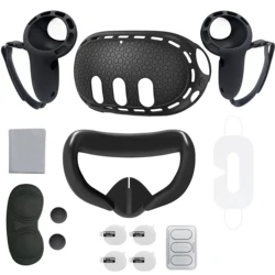 Meta Quest 3 Silicone Protective Cover Set - 7 - in - 1 VR Accessory Kit with Anti - Leakage Nose Pad and Case Replacement (Black 1)