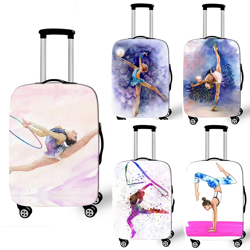 Gracefully Rhythmic Gymnastics Art Print Luggage Cover Anti-dust Suitcase Women's Travel Accessories Elastic Trolley Case Cover