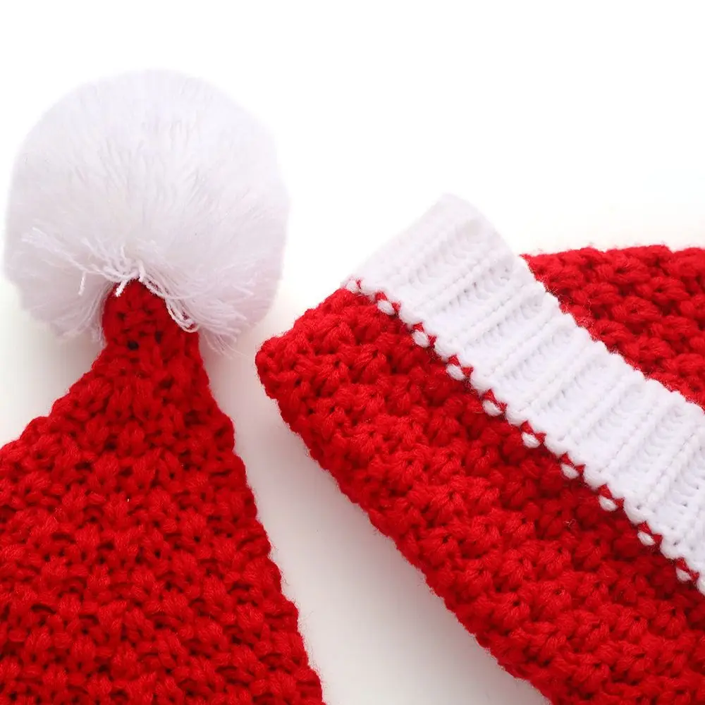 Knitted Kids Christmas Hat Cute Christmas Parent-Child Hat Pompom Adult Child Soft Beanie Santa Cap New Year Party Kid Gift