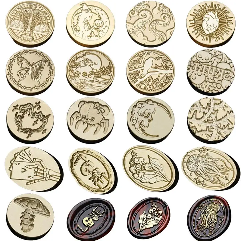 해골 시리즈 스탬프 씰링 도장 매트 표면 공예 릴리프/플랫 레이어 조각 봉투 카드 선물, 청첩장 장식