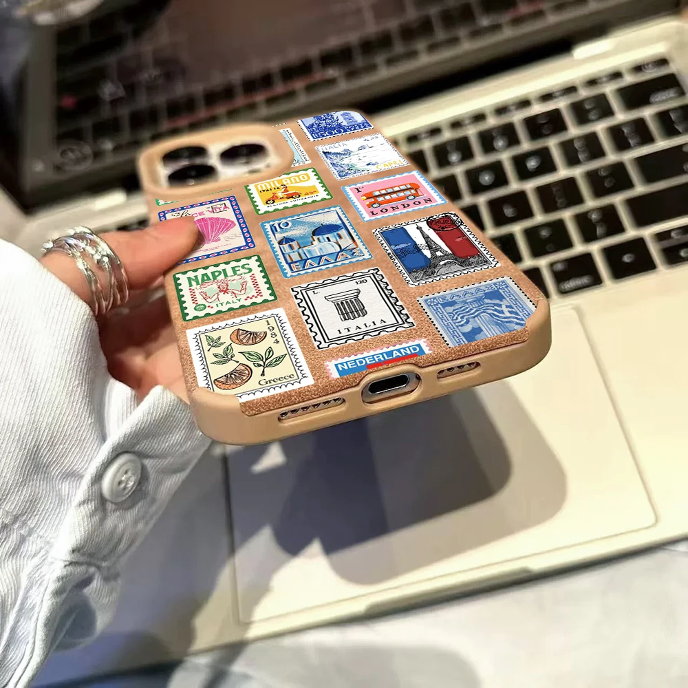 Vintage Leather Soft Bumper Phone Case with Stamped Design