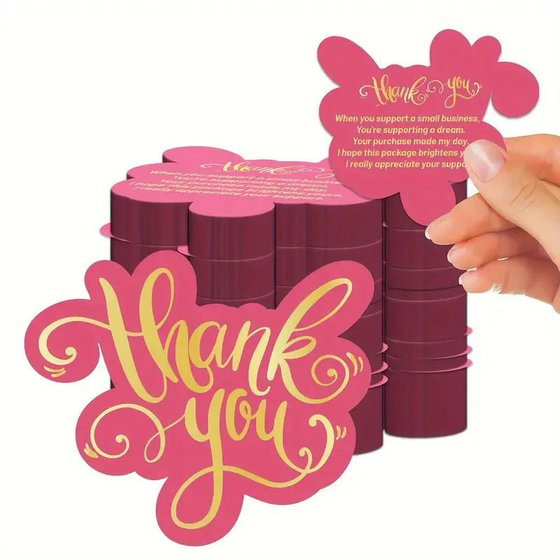 50Pcs Creative Thank You Cards Small Business Pink Thank You Cards for Small Business
