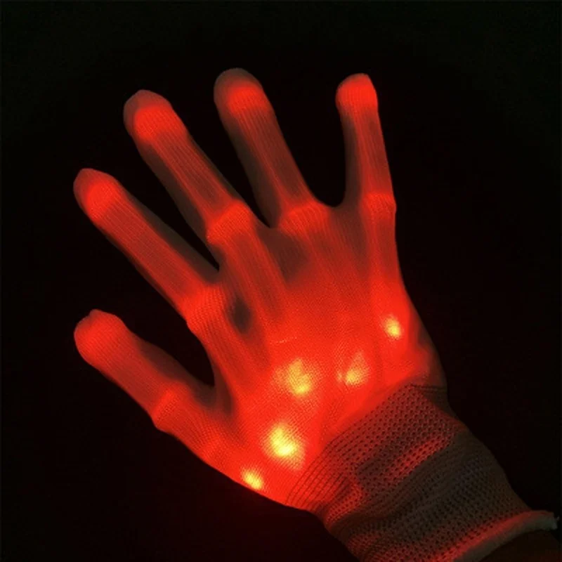 Glow Gloves 1 Pair Halloween LED Luminous Gloves Christmas Decoration Event Party Supplies