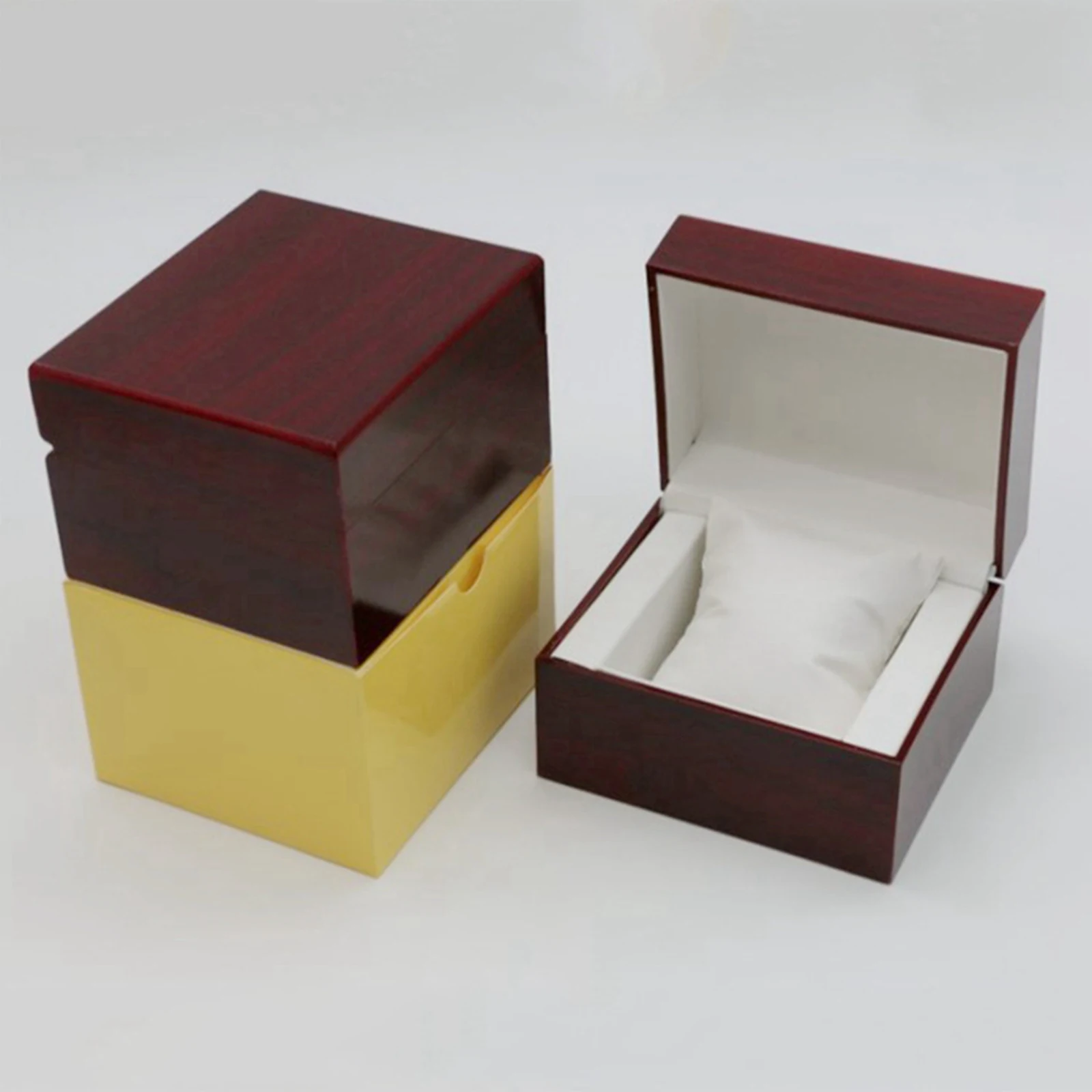 Watch Storage Box Watch Display Stand Wine Red Wood Single Watch Display Case Wooden Watch Box Bracelet Storage Organiser Box for Valentine Day, Birthday, Christmas