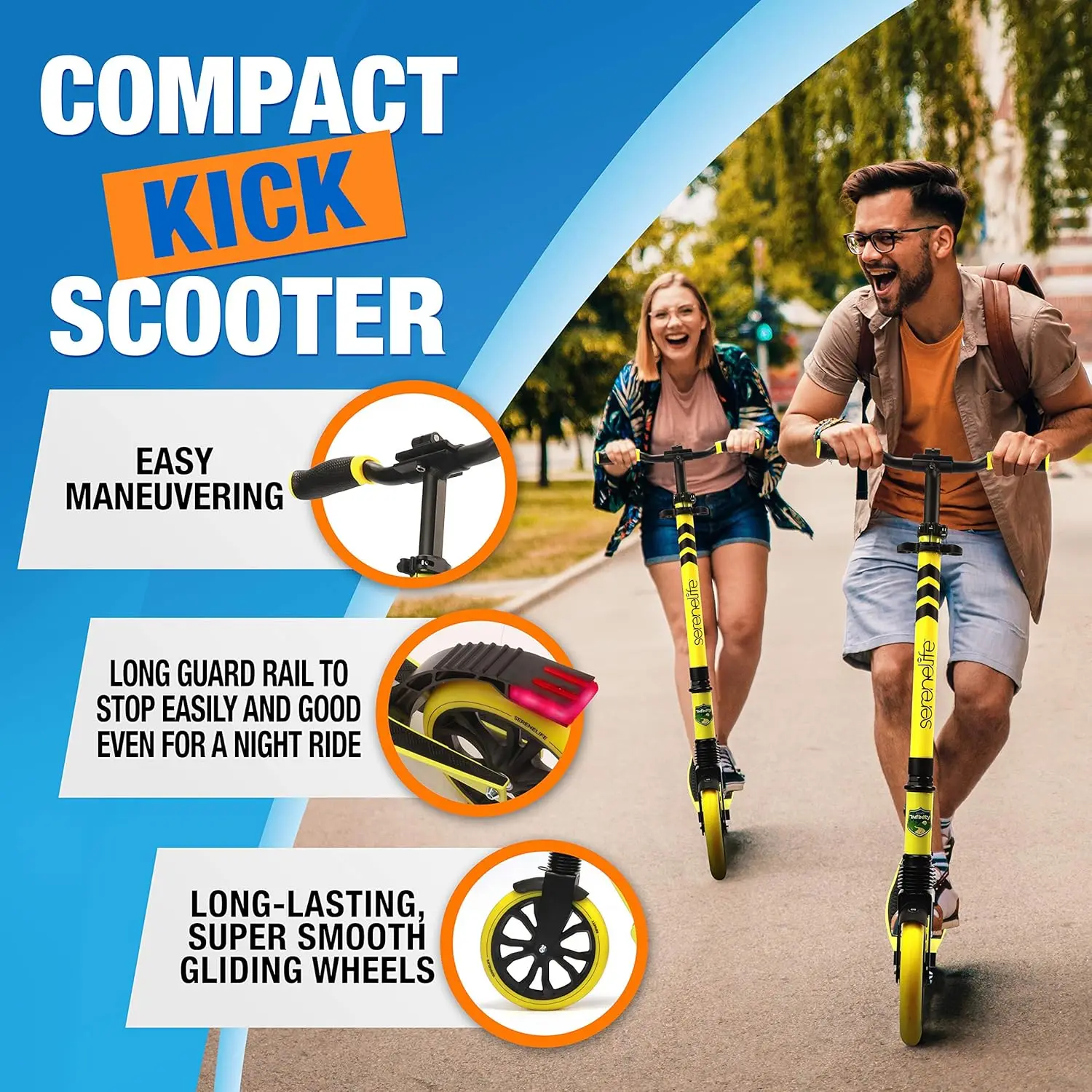 Kick Scooter Adult Teenagers Kids- 2 Wheel Kids Scooter with Adjustable T-Bar Handlebar-Alloy Anti-Slip Deck