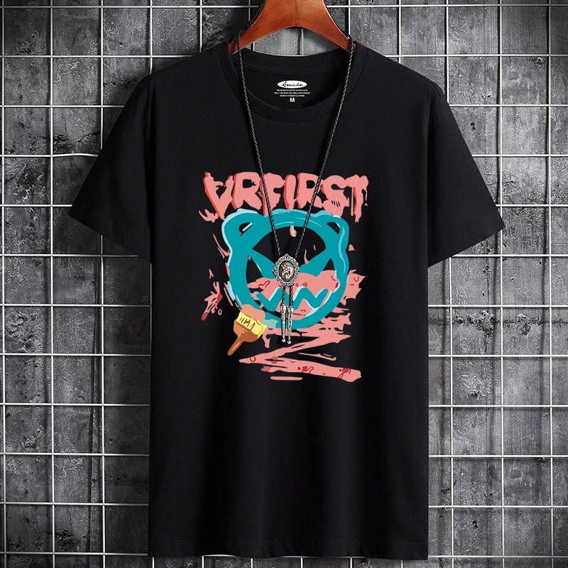 

Футболка мужская хлопковая с принтом, Свободная Повседневная дышащая рубашка с короткими рукавами, одежда с забавным принтом, на лето