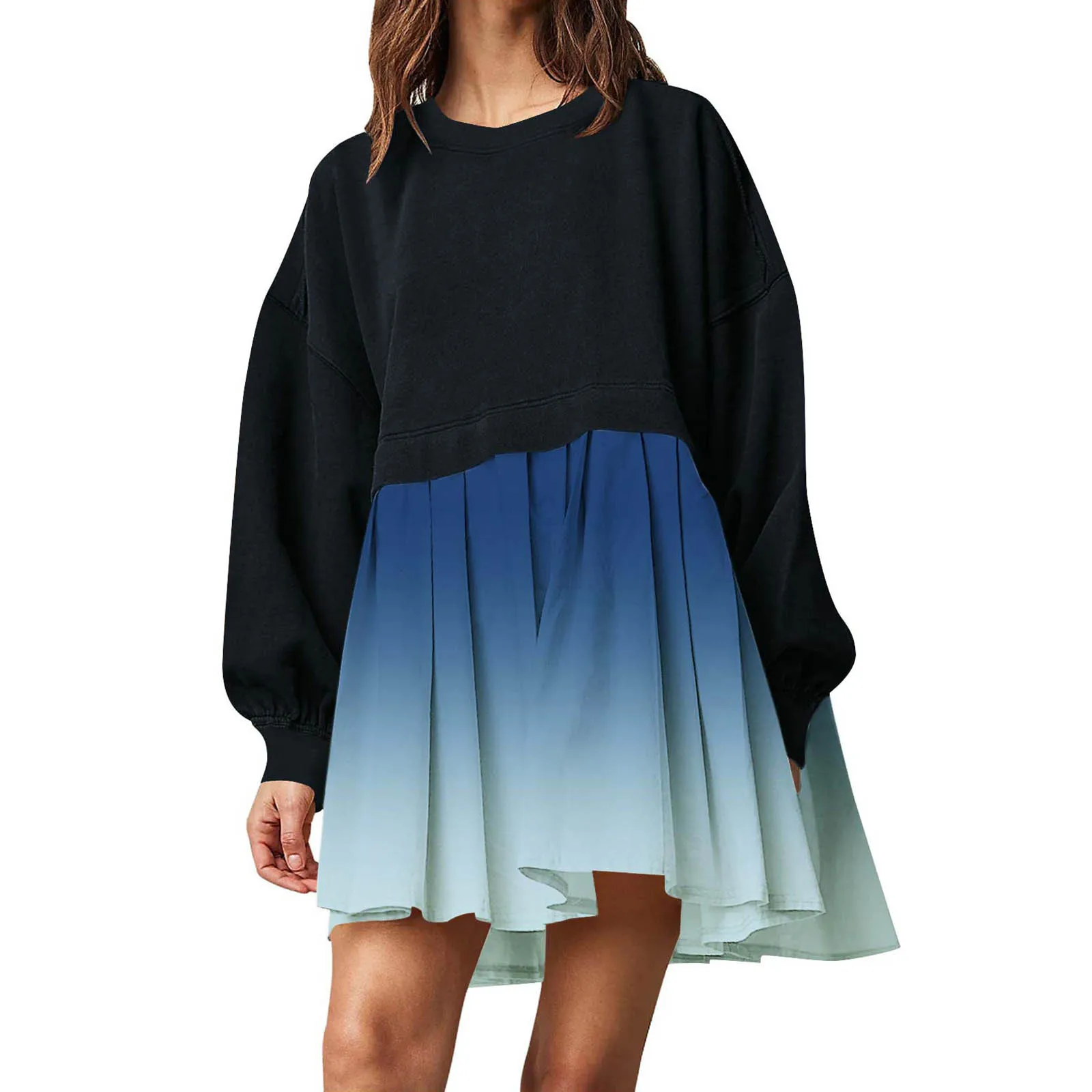 

Женское платье-свитшот с длинным рукавом и круглым вырезом