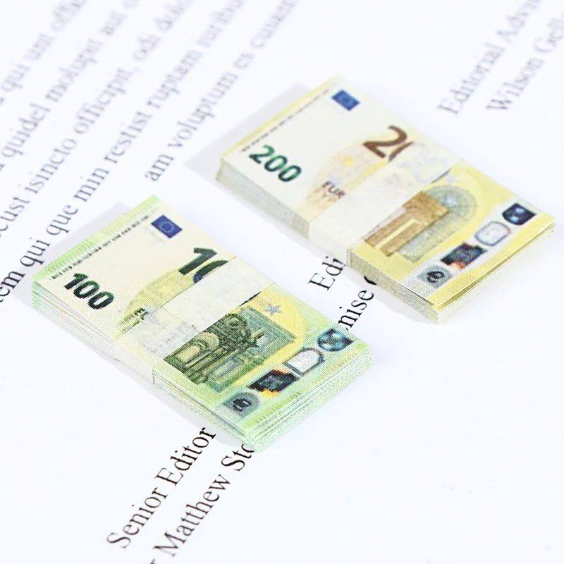 20Pcs/Set 1/12 Mini Dollars Dollhouse Pocket Euro Simulation Toy Banknote Miniature Accessories