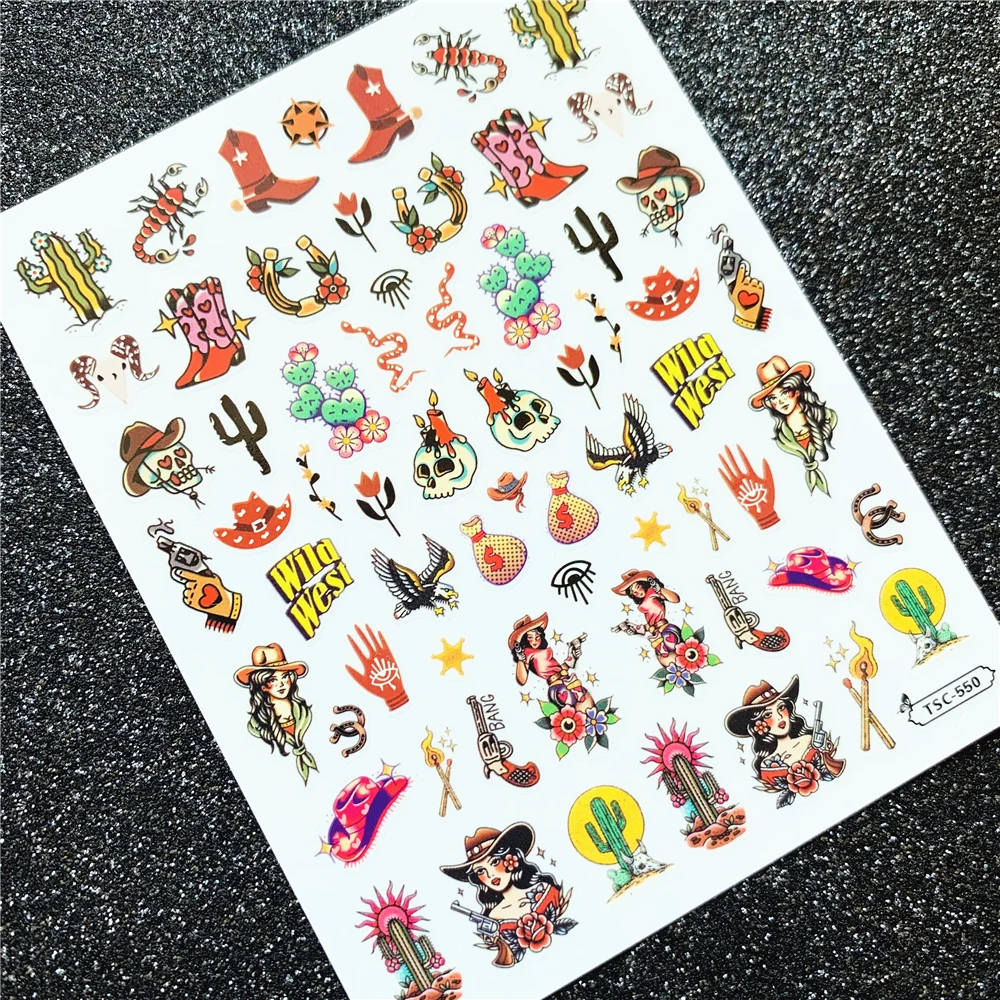 TSC series TSC-550 3D cartoon Cowboy girl Nail art Nail sticker decoration tool Sliders For Decals