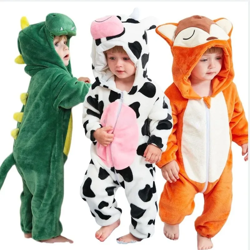 

Фланелевый комбинезон с капюшоном, костюм динозавра для младенцев, Мягкий комбинезон с животными, наряды, подарок, косплей-вечеринка, костюм для Хэллоуина