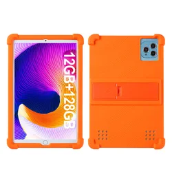 Universal Shockproof Silicone Tablet Case with Stand - Soft Protective Cover (Orange)
