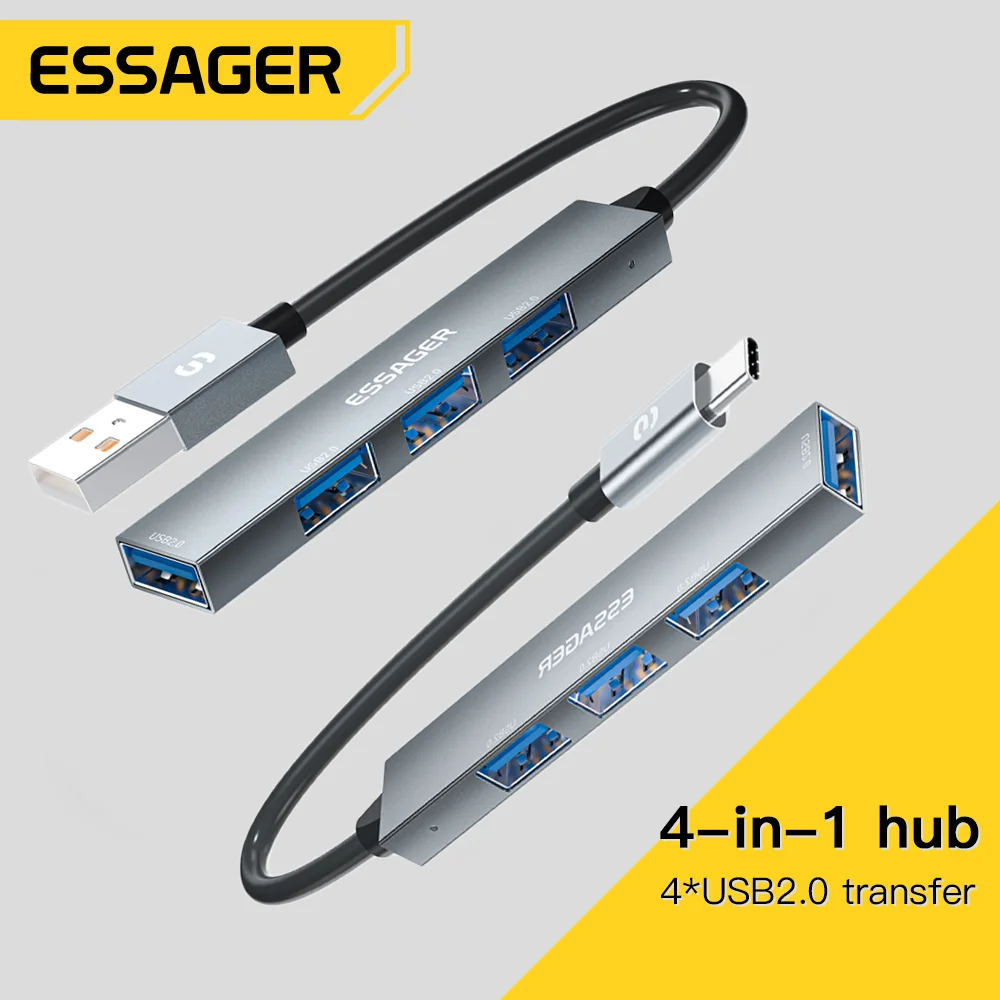 Essager Hub Usb 4 In 1 A Tipo C Usb 2.0 Per Macbook Air Pro Laptop Dock Station Splitter
