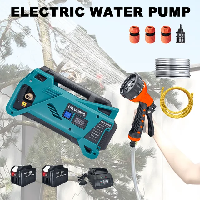 PATUOPRO 20 M ไร้สายรดน้ําไฟฟ้าปั๊มน้ําชาร์จปั๊มรดน้ําสวนเครื่องมือสําหรับ Makita 18V แบตเตอรี่ 1
