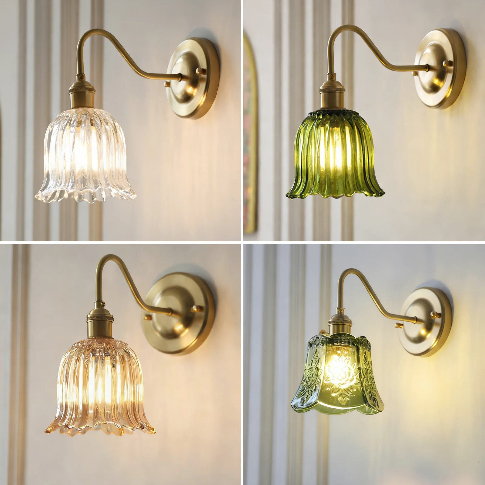 Brass Glass Wall Sconce 3