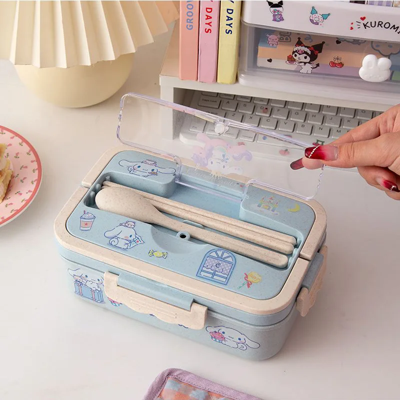 

Kuromi My Melody Lunch Box Student Brunch Food Container Kawaii Anime Cinnamoroll Cutlery Outdoor Picnic Sealed Leak-Proof Bento