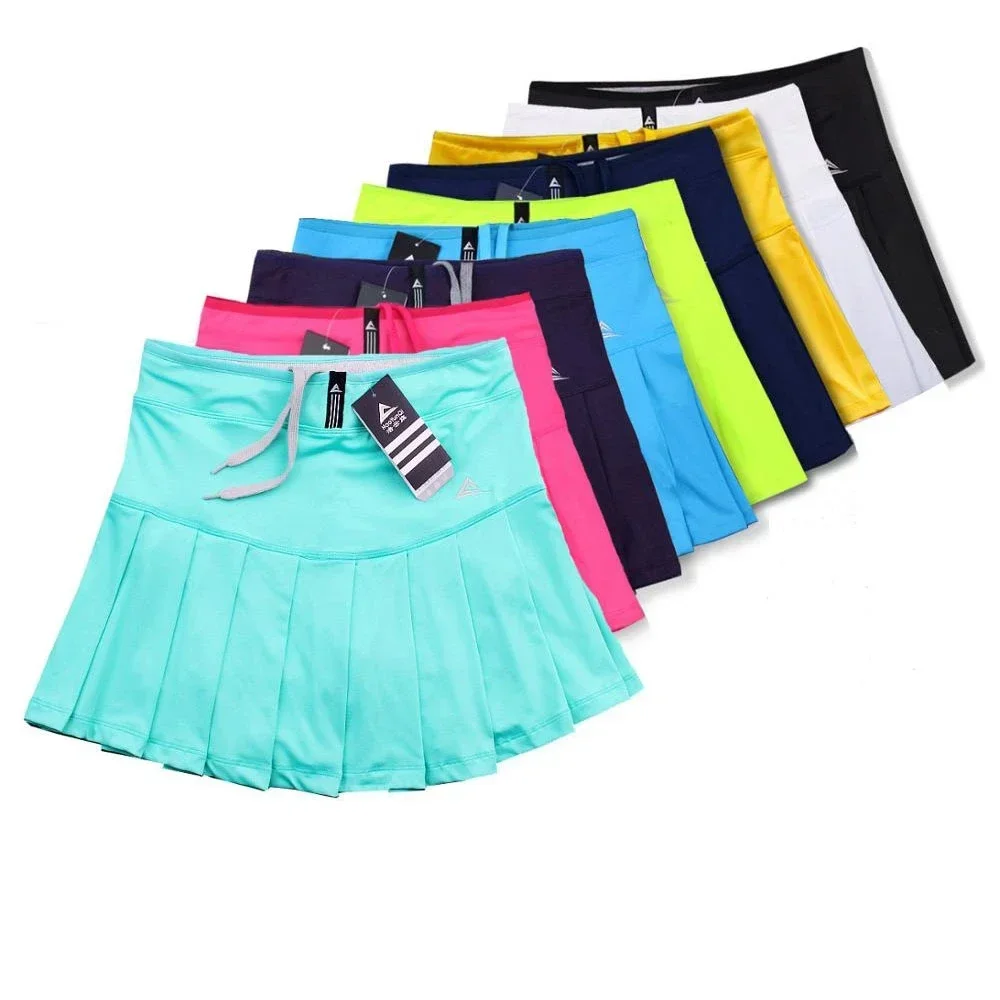 New Girls Tennis Skirts with Safety Shorts , Quick Dry Women Badminton Skirt , Female Tennis Skorts Girl Sport Running Shorts