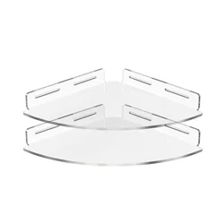 Clear Acrylic Corner Shower Caddy Wall - Mounted Bathroom Shelf Organizer - Set of 2 (2Pcs)