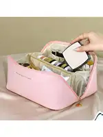 Grand sac à cosmétiques de voyage pour femmes, organisateur de maquillage en cuir, trousse de toilette féminine, trousse de maquillage, pochette de rangement, boîte de luxe pour dames 3